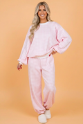 Gingham Long Sleeve Top & Gathered Hem Pants Set