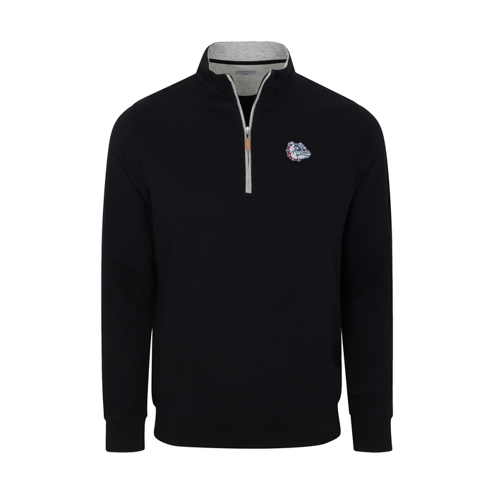 Gonzaga Heather Cloud Cotton Quarter Zip Pullover Black with Light Grey Trim
