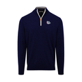Gonzaga Navy with White Trim Luxury Touch Cotton and Cashmere Quarter Zip Sweater