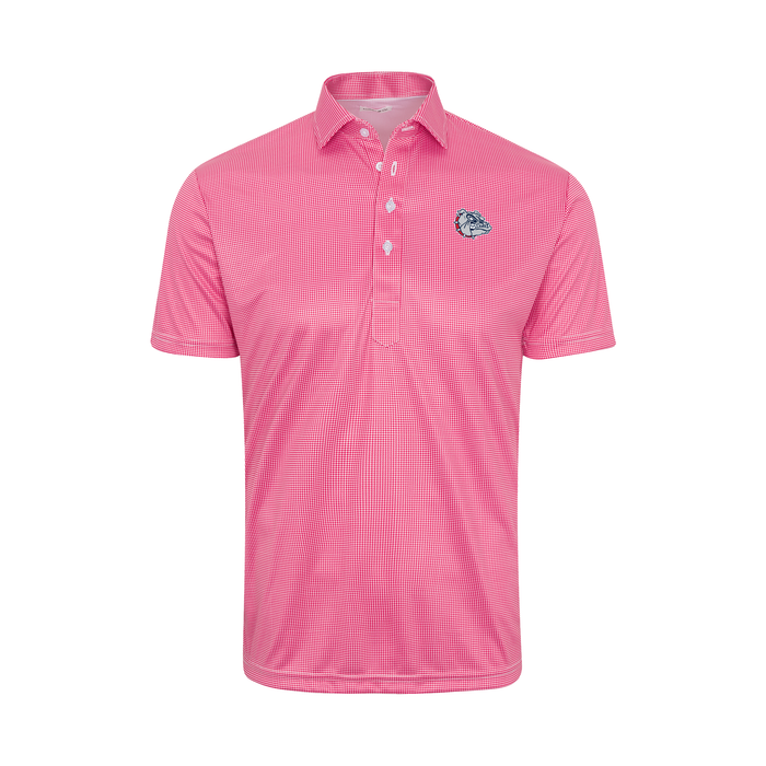 Gonzaga Semi-Spread Collar Polo Red Houndstooth