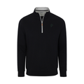 Greenwich Sound Polo Heather Cloud Cotton Quarter Zip Pullover Black with Light Grey Trim