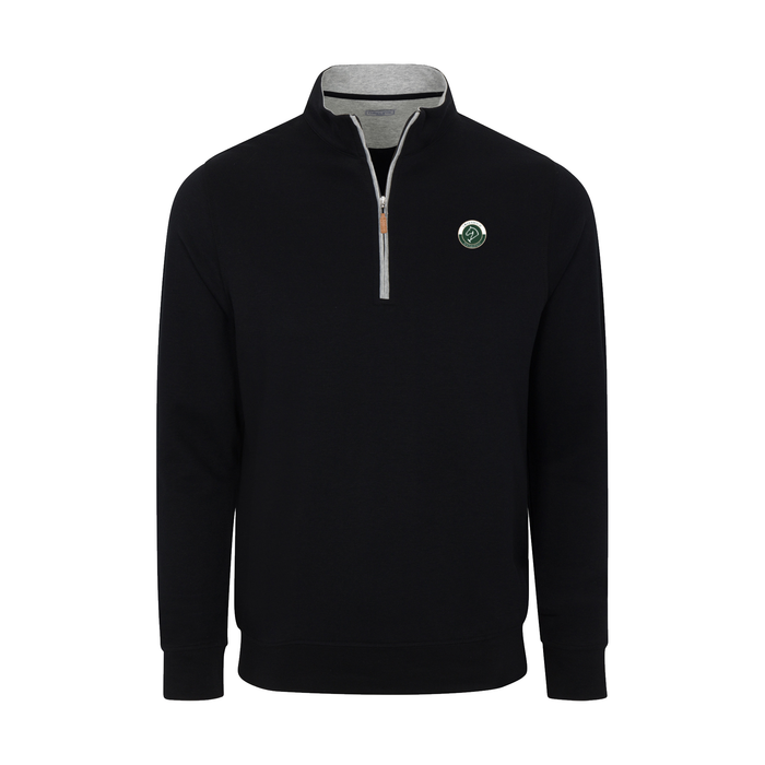 Greenwich Sound Polo Heather Cloud Cotton Quarter Zip Pullover Black with Light Grey Trim