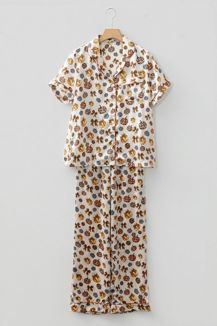 Halloween Leopard Pumpkin Top & Pants Pajama Set