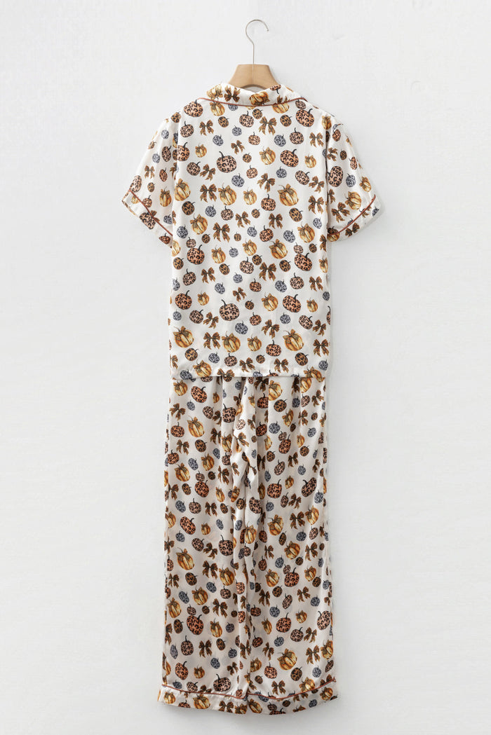 Halloween Leopard Pumpkin Top & Pants Pajama Set