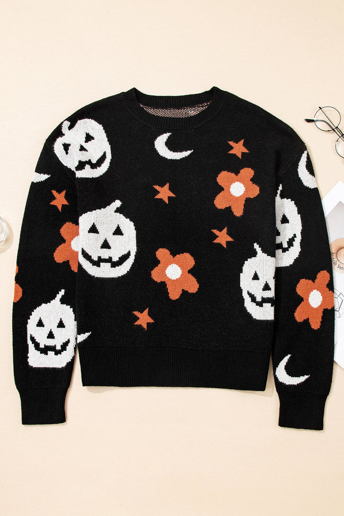 Halloween Mythical Night Drop Shoulder Sweater
