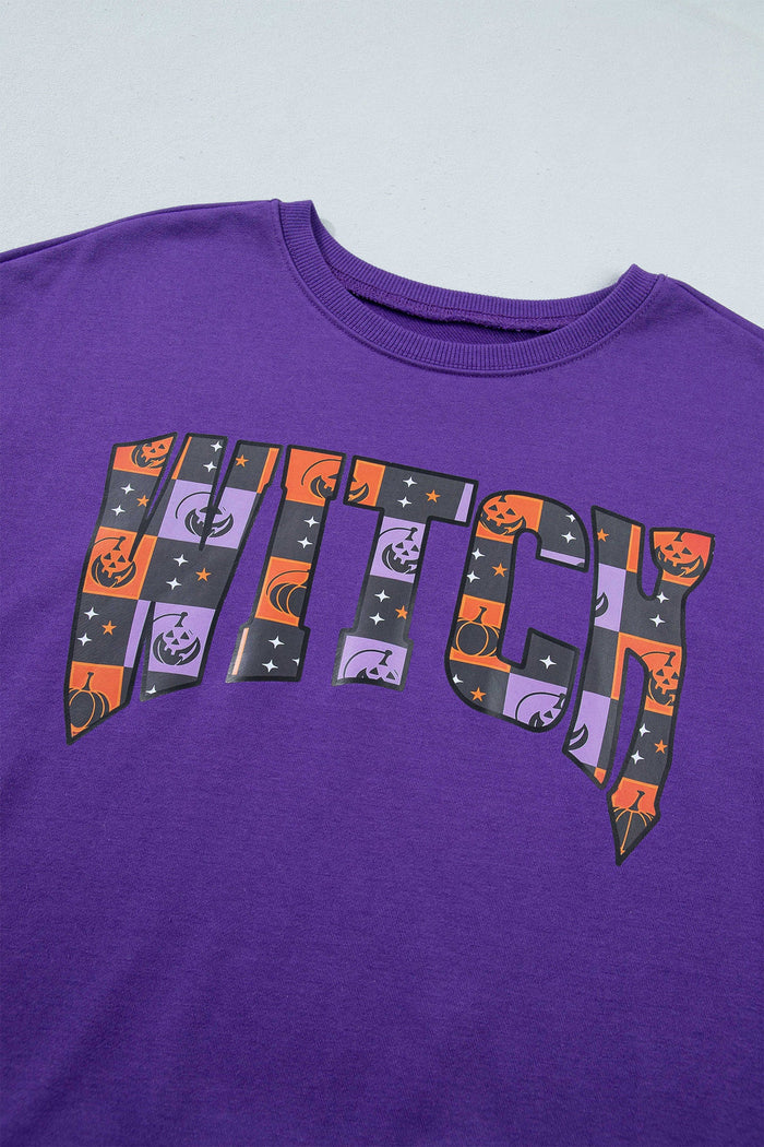 Halloween Witch Long Sleeve Top & Checker Shorts Set