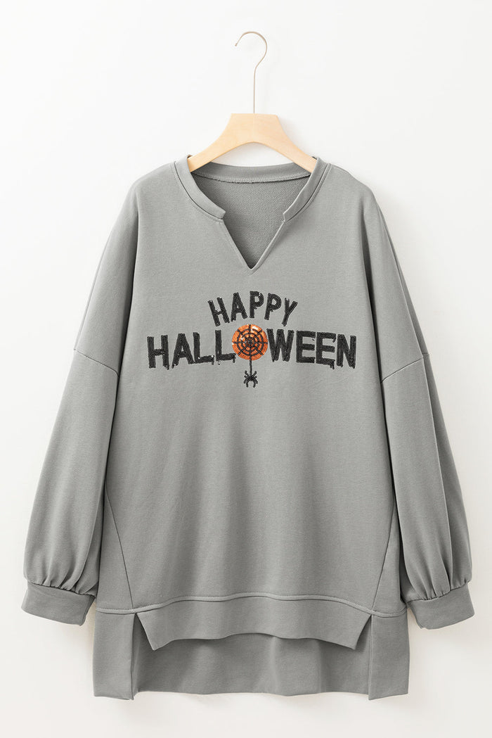 Happy Halloween Sequin Graphic Long Sleeve Top
