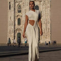 Hollow Out Ruched Irregular Prom Dress