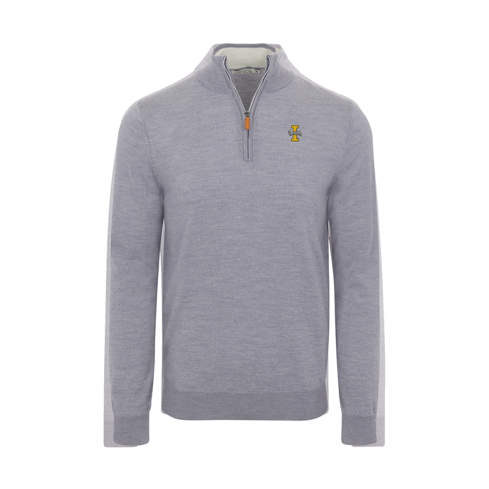 Idaho Grey Melange Cashmere Touch Australian Merino Quarter Zip Sweater