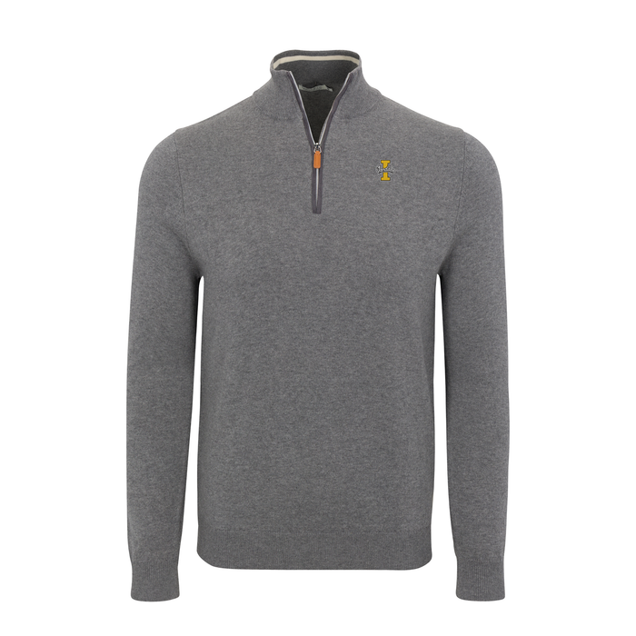 Idaho Grey with Grey Trim Luxury Touch Cotton and Cashmere Quarter Zip Sweater