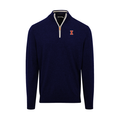Illinois Navy with White Trim Luxury Touch Cotton and Cashmere Quarter Zip Sweater