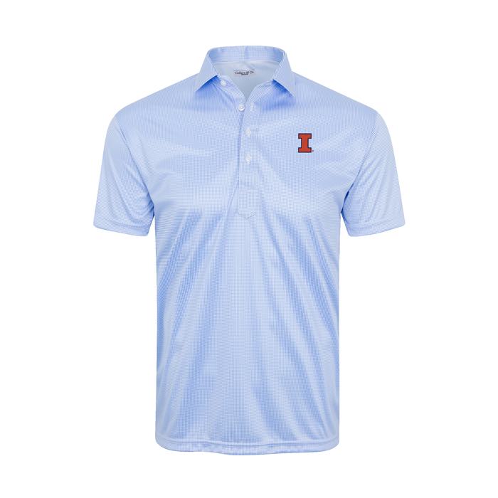 Illinois Semi-Spread Collar Polo Blue Houndstooth