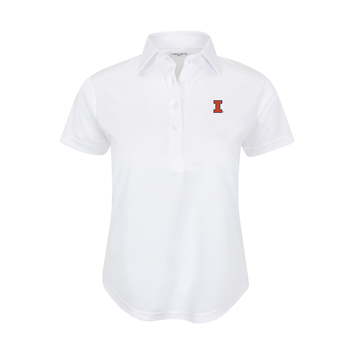 Illinois Women's Cap Sleeve Semi Spread Polo White