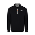 Indiana Heather Cloud Cotton Quarter Zip Pullover Black with Light Grey Trim