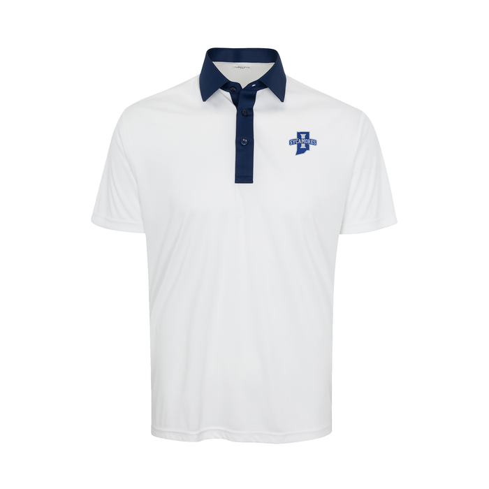Indiana State Semi-Spread Collar Polo Austin White with Navy Accent