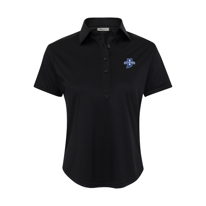 Indiana State Women's Cap Sleeve Semi Spread Polo Black
