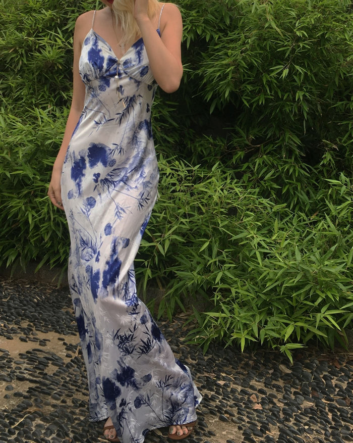 Ink Bamboo Hadiya Mulberry Silk Long dress