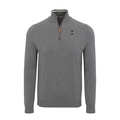 Iowa State Grey with Grey Trim Luxury Touch Cotton and Cashmere Quarter Zip Sweater
