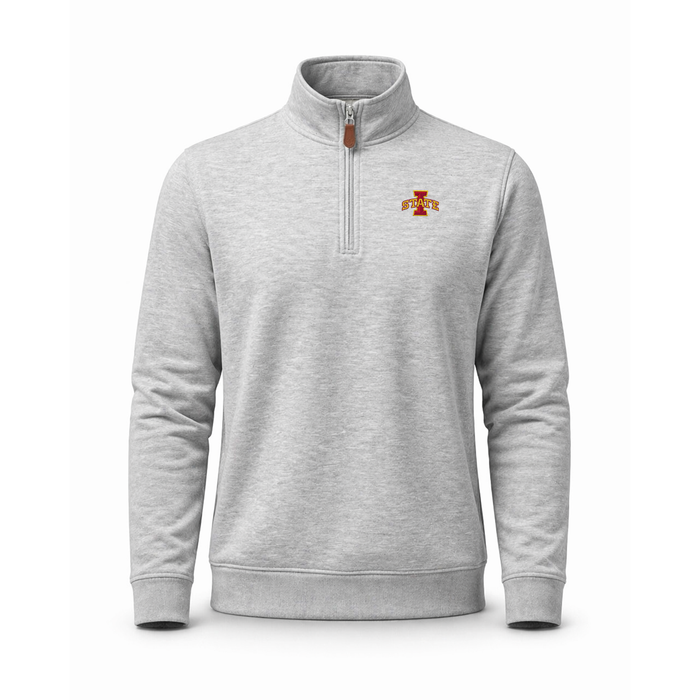 Iowa State Heather Cloud Cotton Quarter Zip Pullover Light Grey