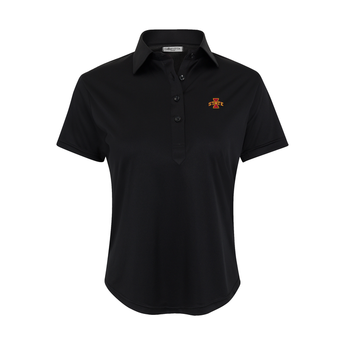 Iowa State Women's Cap Sleeve Semi Spread Polo Black