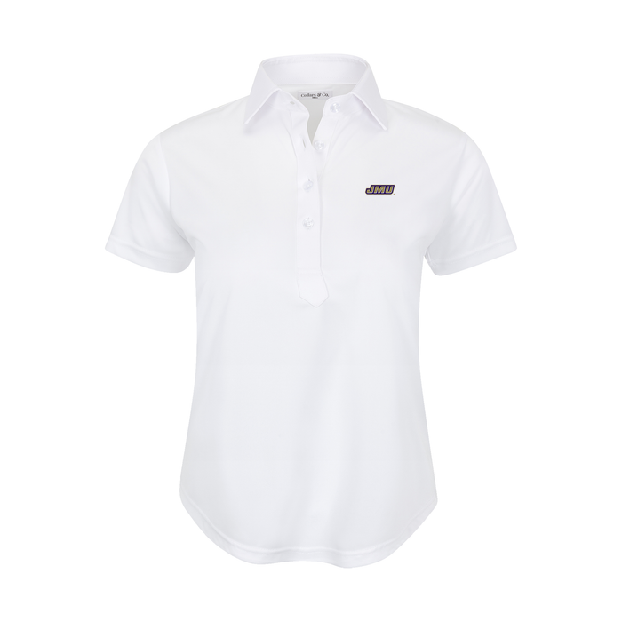 James Madison Women's Cap Sleeve Semi Spread Polo White
