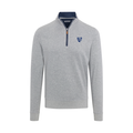 Johns Hopkins Heather Cloud Cotton Quarter Zip Pullover Light Grey with Navy Trim