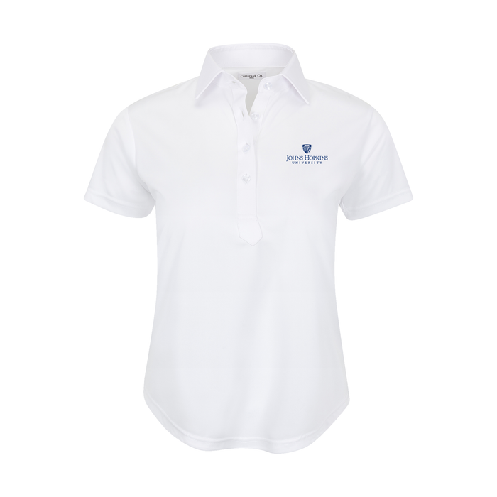Johns Hopkins Women's Cap Sleeve Semi Spread Polo White