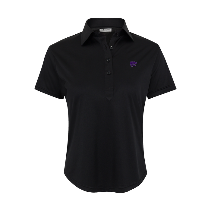 K-State Women's Cap Sleeve Semi Spread Polo Black