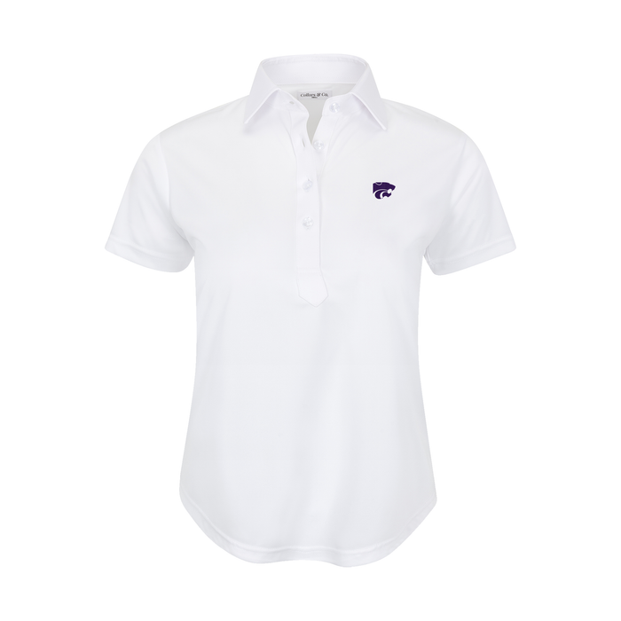 K-State Women's Cap Sleeve Semi Spread Polo White