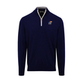 Kansas Navy with White Trim Luxury Touch Cotton and Cashmere Quarter Zip Sweater