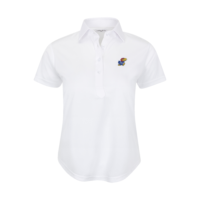 Kansas Women's Cap Sleeve Semi Spread Polo White