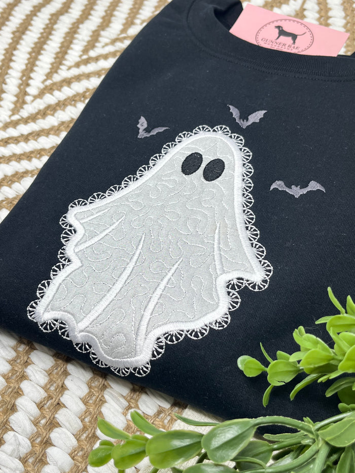 LACE GHOST Applique Embroidered T-shirt or Sweatshirt