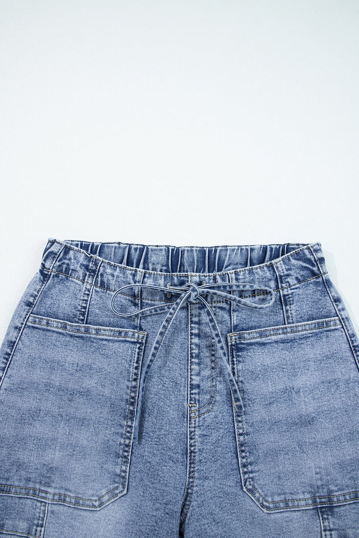 Large Patch Pocket Drawstring Paperbag Waist Barrel Jeans