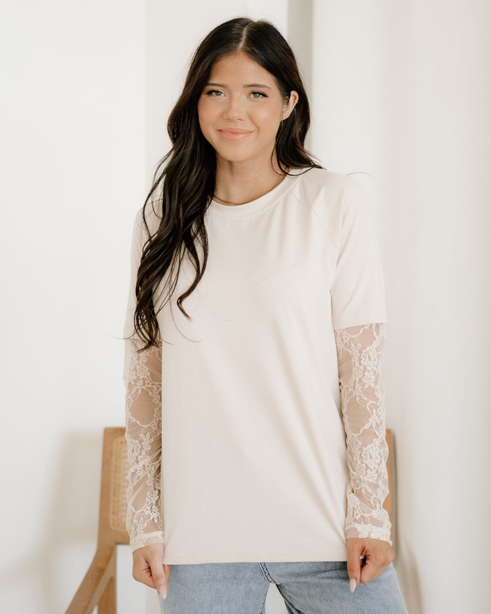 Layered Lace Long Sleeve T Shirt