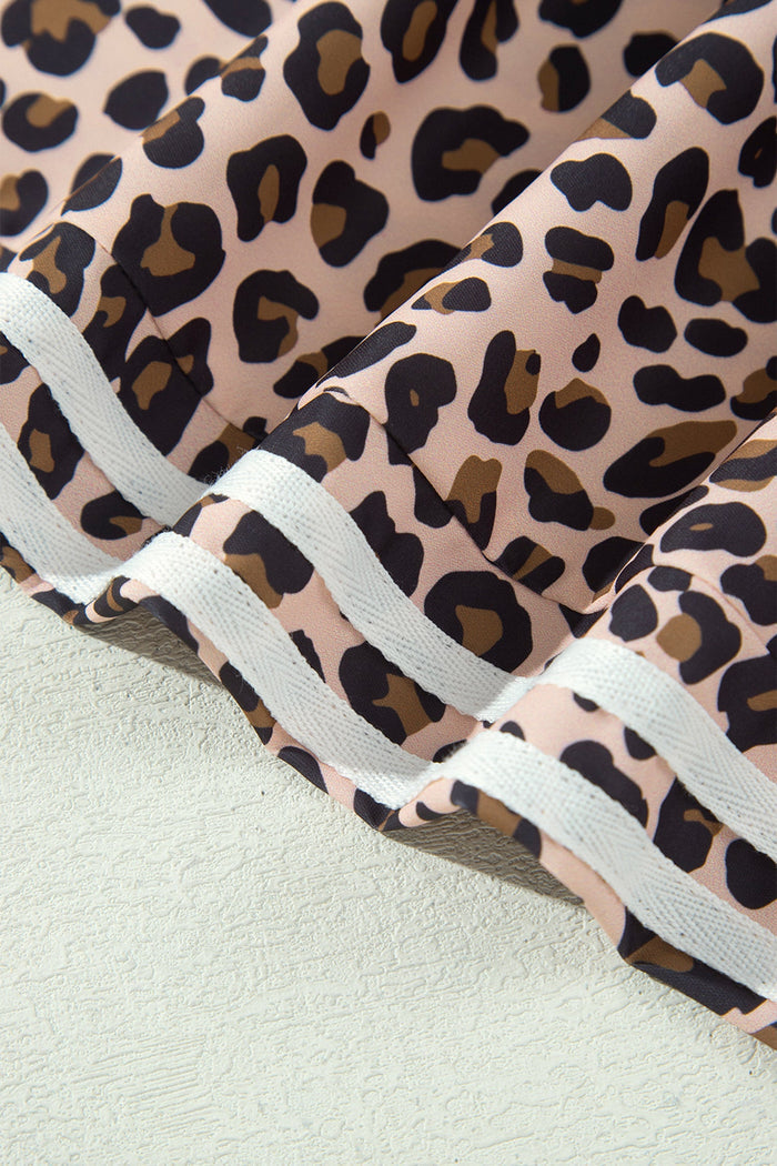 Leopard Side Stripe Wide Leg Pants
