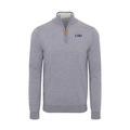 LSU Grey Melange Cashmere Touch Australian Merino Quarter Zip Sweater