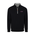 LSU Heather Cloud Cotton Quarter Zip Pullover Black with Light Grey Trim