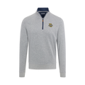 Marquette Heather Cloud Cotton Quarter Zip Pullover Light Grey with Navy Trim