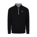 Maryland Heather Cloud Cotton Quarter Zip Pullover Black with Light Grey Trim