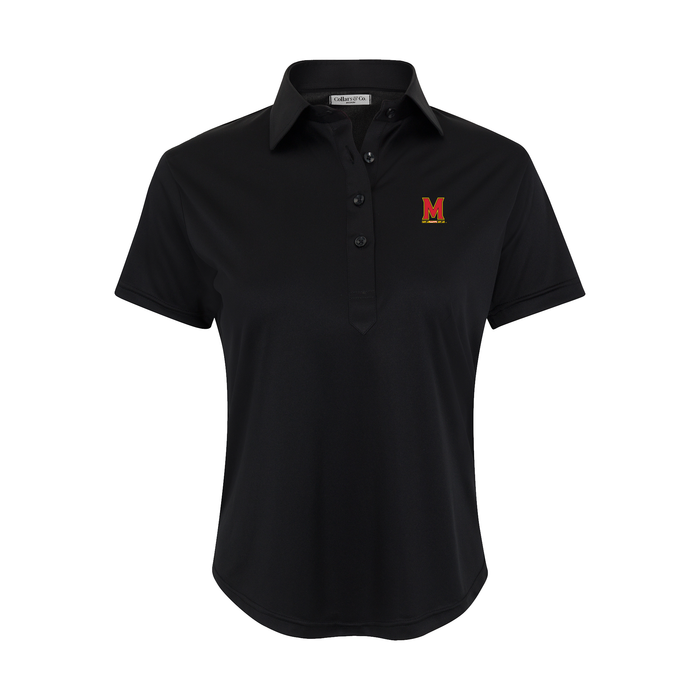 Maryland Women's Cap Sleeve Semi Spread Polo Black