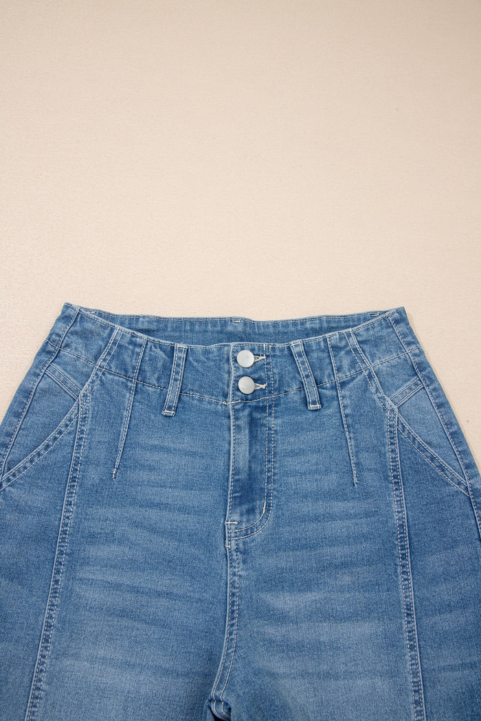 Medium Wash Denim High Waist Barrel Leg Jeans