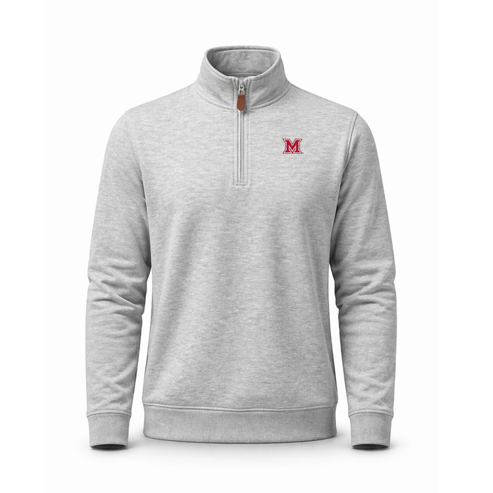 Miami Ohio Heather Cloud Cotton Quarter Zip Pullover Light Grey