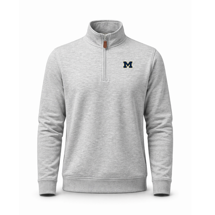 Michigan Heather Cloud Cotton Quarter Zip Pullover Light Grey