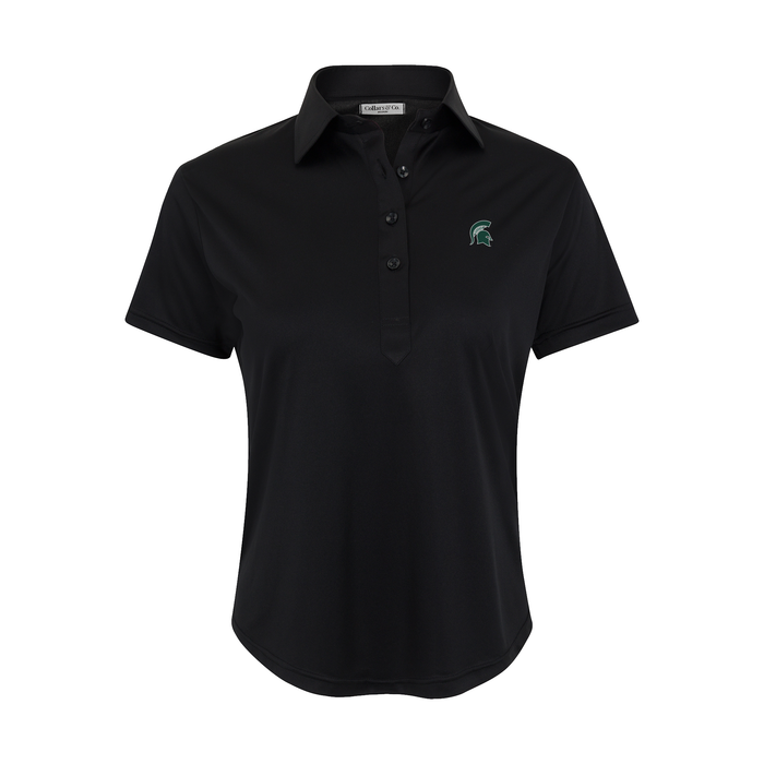 Michigan State Women's Cap Sleeve Semi Spread Polo Black