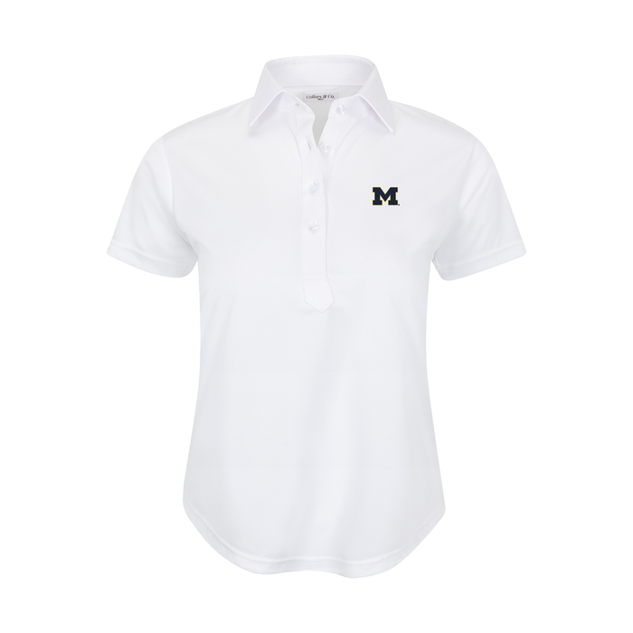 Michigan Women's Cap Sleeve Semi Spread Polo White