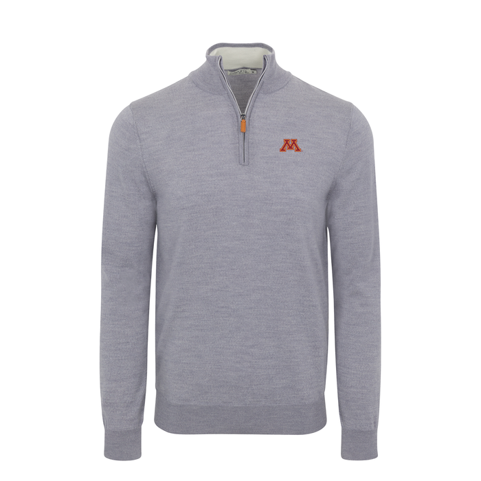 Minnesota Grey Melange Cashmere Touch Australian Merino Quarter Zip Sweater