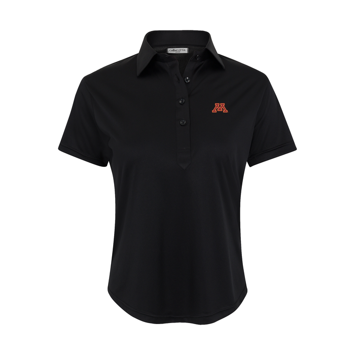 Minnesota Women's Cap Sleeve Semi Spread Polo Black