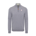 Mississippi State Grey Melange Cashmere Touch Australian Merino Quarter Zip Sweater