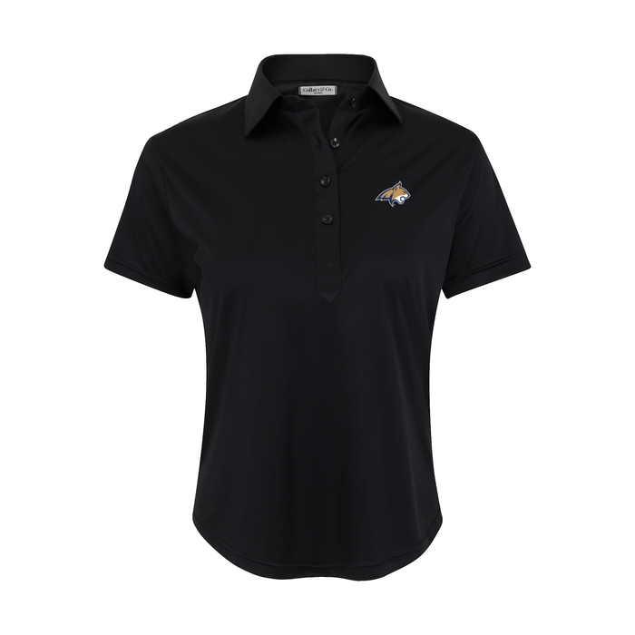 Montana State Women's Cap Sleeve Semi Spread Polo Black