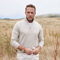 Napoli Accent Quarter Zip Wool & Cashmere Sweater Cream